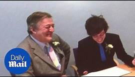 Stephen Fry marries Elliott Spencer in small wedding at registry - Daily Mail