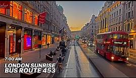 7AM London bus ride through the heart of London - Oxford St, Piccadilly, Big Ben - Bus Route 453 🚌