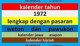 kalender 1972 lengkap pawukon - weton - pasaran kalender jawa / hijriah