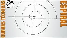 Espiral de cuatro centros. Volutas. Envolvente de un cuadrado (Curvas Técnicas).