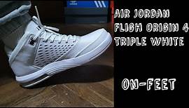 Air Jordan Flight Origin 4 Triple White on-feet | short showcase