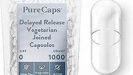 PureCaps USA - Empty Vegetarian Vegan Pill Capsules Size 0, 1,000 Empty Joined Vegetarian Pills, Clear, Non-GMO Certified, Kosher, Gluten Free, Halal Certified, Preservative Free Pill Capsules Empty