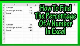 How To Calculate (Or Find) The Percent, Percentage Of A Number In Excel Explained, Excel Percentage
