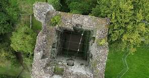 St. Leonards Tower, Norman Keep in Kent. Historical ruins from the air