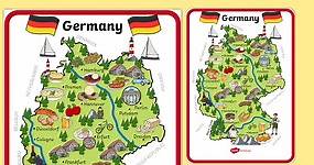 Illustrated Map of Germany Display Poster