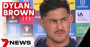 NRL star Dylan Brown speaks to media after being found guilty of sexual touching in Double Bay