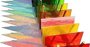 12 Sheets Rainbow Transparent Stained Glass Sheet, 4 x 6 inch Cathedral Glass Stained Glass Supplies, Iridescent Art Glass for Stained Glass Projects and Mosaic Making Crafts