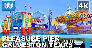 [4K] Historic Pleasure Pier in Galveston Island, Texas USA - Walking Tour & Travel Guide 🎧