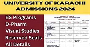 Karachi University Admissions 2024 KU Admissions 2023-2024