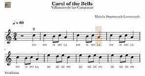 🎼 Carol of the Bells / Villancico de las Campanas. Partitura Fácil Violín. Práctica Tempo Progresivo