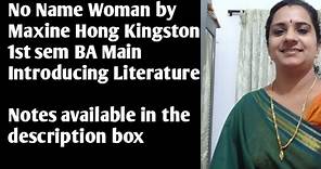 No Name Women by Maxine Hong Kingston# introducing Literature