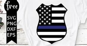 Police badge svg free, american flag svg, blue line svg, instant download, silhouette cameo, shirt design, police svg, cutting files 0891
