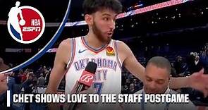 Chet Holmgren SHOWS THE LOVE for OKC staff in postgame interview 🤝 | NBA on ESPN