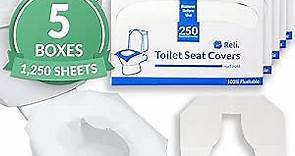 Reli. Toilet Seat Covers (1250 Pcs, 5 Packs of 250) | Disposable Toilet Seat Cover - Flushable - 14x16" (Half-Fold) | Paper Toilet Liners for Bathroom, Travel, Camping, Kids Potty Training