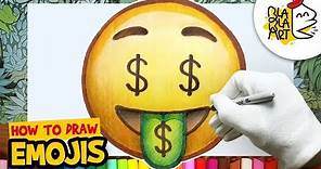 HOW TO DRAW THE MONEY MOUTH FACE EMOJI | Awesome Emoji Drawing For Kids | BLABLA ART