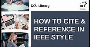 How to cite and reference in IEEE style