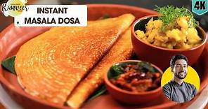 Instant masala Dosa | 5 मिनट में मसाला डोसा | quick rawa recipe / aloo / Chutney | Chef Ranveer Brar