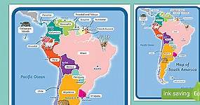 Map of South America With Names Display Poster