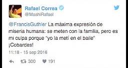 Rafael Correa arremete en Twitter contra críticas a columnas de su hija