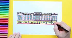 How to draw Buckingham Palace, London