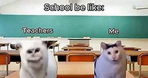 School be like (Goat talking to clueless cat meme)