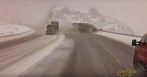 CRASH: Semi forces snow plow in Utah off the road, down a 300 foot embankment