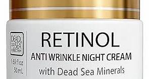 Dead Sea Collection Anti-Wrinkle Night Cream for Face with Retinol and Sea Minerals - Nourishing and Moisturizer Face Cream (1.69 fl.oz)