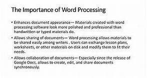 Concept Of Word Processing |Importance of Word Processing |Ways of Creating | Saving Word Document