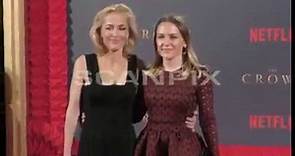 Gillian Anderson with her daughter Piper- The Crown premiere red carpet