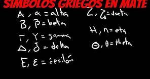 Símbolos en el alfabeto griego, letras que se utilizan en matemáticas, física y química.