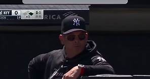 Aaron Boone was ejected today because a fan yelled at the umpire after Boone was given a warning. What in the world 🤯 #MLB #ejection #ejected #yankees #aaronboone