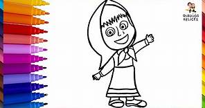 Dibuja y Colorea A Masha De Masha Y El Oso 👧🏼🐻 Dibujos Para Niños