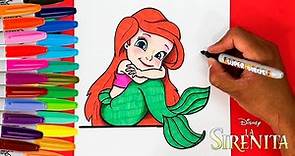 COMO DIBUJAR A LA SIRENITA DE DISNEY | How to draw The Little Mermaid Cute