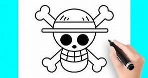 Como dibujar la bandera pirata de Luffy