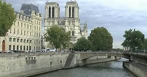 Paris France. Pont Saint Michel Notre Dame de Paris.