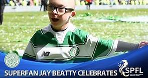 Jay Beatty has a ball at Celtic trophy celebration!