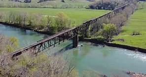 Missouri Rock Island Trail aerial tour: Gasconade River Bridge and Freeburg tunnel