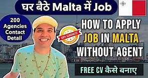 How to find a job in Malta without agent from India | Malta Work Visa 2024 from india | Job in Malta