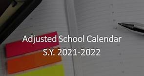 New Adjusted and Revised School Calendar for School Year 2021-2022