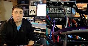 How to wire pre amps and compressors to your audio interface using patch bays. Wiring explained!