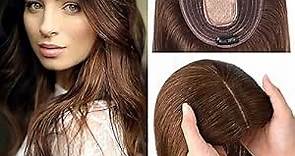 JGS1996 Hair Toppers for Women Real Human Hair Extensions No Bangs with Thinning Hair Wiglets Upgrade 150% Density Silk Base Clip in Hair Pieces Remy Hair Topper