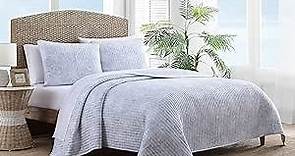 Tommy Bahama - King Quilt Set, Reversible Cotton Bedding with Matching Shams, Lightweight All Season Home Decor (Makena Blue, King)