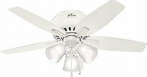 Hunter Fan Company Newsome Indoor Low Profile Ceiling Fan with LED Light and Pull Chain Control, 42", Fresh White