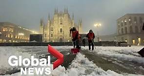 Milan, parts of northern Italy blanketed in snow as winter weather causes disruption