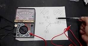 Measuring transistor with three-use electricity meter 柯t生活科技教室如何使用三用電表檢測電晶體腳位
