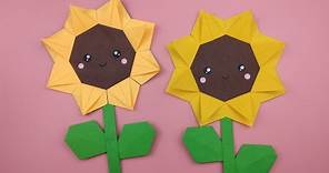 How To Make Easy Paper Sun Flowers / 摺紙太陽花
