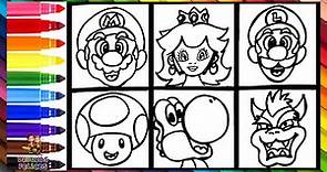 Dibuja y Colorea A Los Personajes De Super Mario 👨👸🏼🍄🐢🦖🌈 Dibujos Para Niños