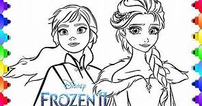 Frozen II Coloring Page ❄ Learn to Draw Elsa and Anna from Disney's Frozen 2 💙⛄💙