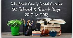 Palm Beach County School Calendar for 2017-2018