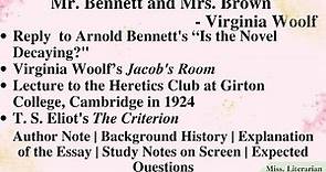 Mr. Bennett and Mrs. Brown by Virginia Woolf Summary | Notes #mrbennetandmrsbrown #virginiawoolf